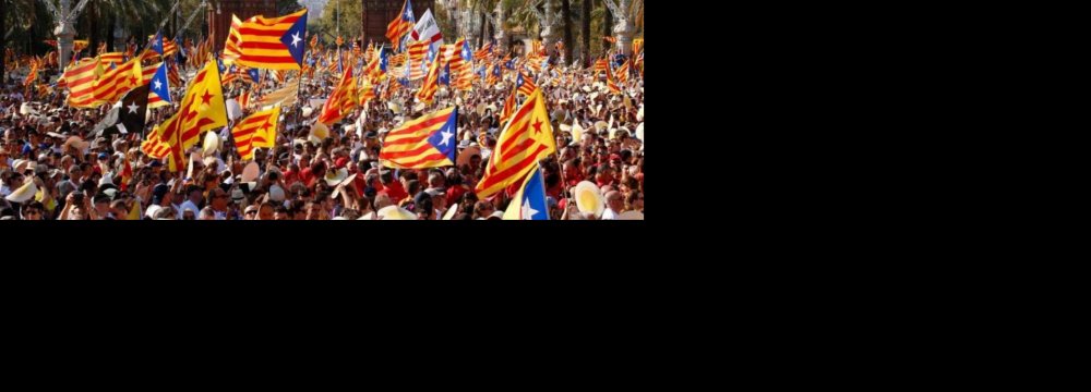 Catalans Demo for Independence From Spain