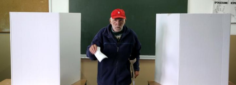 A man votes during a referendum on “Statehood Day” in Laktasi near Banja Luka, Bosnia and Herzegovina, on Sept. 25.
