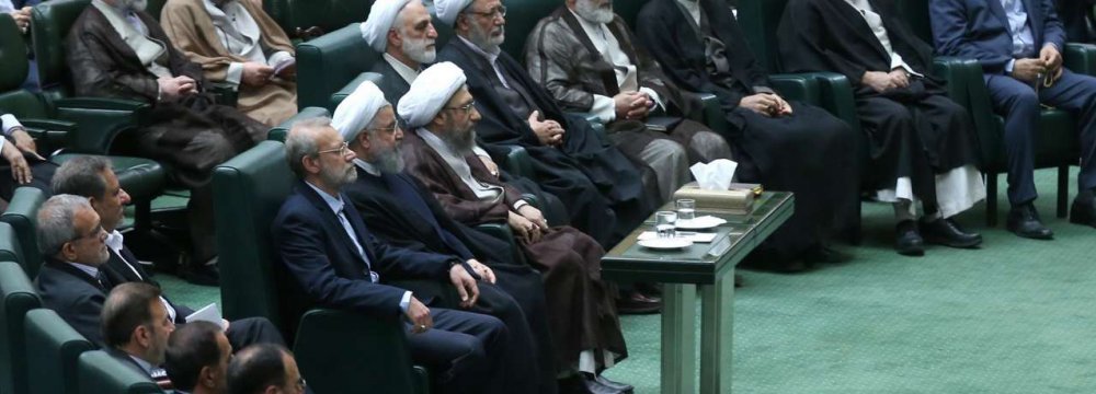 Rouhani, Majlis Speaker, Judiciary Chief Confer 