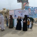 Iraqi people cast their vote at a polling station on May 12.