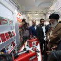 Leader of Islamic Revolution Ayatollah Seyyed Ali Khamenei visits an exhibition featuring domestically made products in Tehran on April 29. 