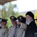 Leader of the Islamic Revolution Ayatollah Seyyed Ali Khamenei attends a graduation ceremony for cadets at Tehran’s Imam Hossein University on Saturday. 