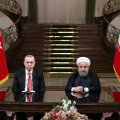 President Hassan Rouhani (R) and his Turkish counterpart, Recep Tayyip Erdogan, attend a press conference in Tehran on Oct. 4.