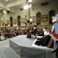 Ayatollah Seyyed Ali Khamenei addresses Iranian officials and ambassadors of Muslim nations on the occasion of Eid al-Mab'ath in Tehran on April 25. 
