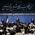Ayatollah Seyyed Ali Khamenei receives the staff and students of Tehran Province's theological schools on Aug. 28.
