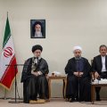 Ayatollah Seyyed Ali Khamenei meets President Hassan Rouhani and his Cabinet members in Tehran on Aug. 26.