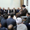  Ayatollah Seyyed Ali Khamenei addresses government officials in Tehran on April 10.