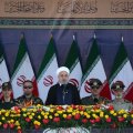 Hassan Rouhani speaks during a ceremony  in Tehran on Saturday to mark the start of the 1980-88 Iran-Iraq war. 