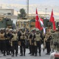 Iraqi and Turkish troops gathered at the Habur/Ibrahim Khalil border crossing between Iraq and Turkey for a ceremony celebrating  the return of control of the crossing to the Iraqi central government on Oct. 31.