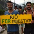 Asylum seekers protest on Manus Island, Papua New Guinea, in this picture taken from social media November 3.