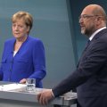 Chancellor Angela Merkel (L) and Martin Schulz faced off in a debate in Berlin on September 3, three weeks before  the German parliamentary elections.