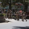Afghan security forces arrive at the site of complex attack in Kabul, Afghanistan on July 31.