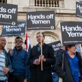 Anti-war Hands Off Yemen protest at the Saudi Embassy in London