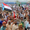 Supporters of southern Yemeni separatists take part in an anti-government protest in Aden on January 28.
