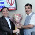 Iranian Minister of Roads and Urban Development Abbas Akhoundi (L) met with his Indian counterpart Nitin Gadkari in New Delhi on September 6.
