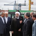 President Hassan Rouhani (C) paid a visit to the northern port and special economic zone of Amirabad on April 11.