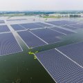 Floating solar panels in China.