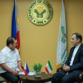 Iranian Ambassador to the Philippines Mohammad Tanhaei (R) met with Filipino Agriculture Secretary Emmanuel F. Pinol on Friday.
