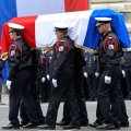 Macron, Le Pen Attend Ceremony for Slain Policeman