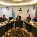 PSA Group’s Executive Vice-President for Africa and Middle East Jean-Christophe Quémard (2nd left) met with IDRO Director Mansour Moazemi (C) over the weekend in Tehran.