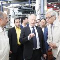 Volvo Trucks’ President Claes Nilsson (C) visited SAIPA Diesel’s assembly lines  in Tehran on Oct. 31.