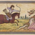 The folio depicting Bahram Gur facing the dragon