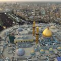 An aerial view shows Shia pilgrims gathering at the shrines of Hazrat Abbas ibn Ali (PBUH) in the foreground and Imam Hussain (PBUH) in the background. (Photo: AFP)