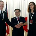 (From L) Robert Lighthizer, Hiroshige Seko  and Cecilia Malmstrom 