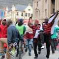 Protesters at an anti-Zuma march in Pretoria.