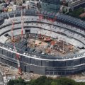 The main stadium of the 2020 Olympics under  construction in central Tokyo.