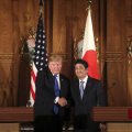 Donald Trump (L) and Shinzo Abe at the Akasaka Palace, Nov. 6, in Tokyo.