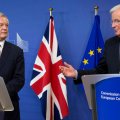 David Davis (L) and Michel Barnier clashed repeatedly  over the divorce settlement.