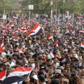 Supporters of Iraqi Shia cleric Moqtada al-Sadr demonstrate in Baghdad, Iraq, on Feb. 11.