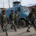 Indian soldiers in Kashmir are seen after a gun battle with militants on Tuesday.