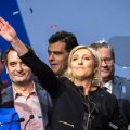 Marine Le Pen (C) held a rally in Lyon, France, on Feb. 5.