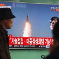 A news program reports North Korea’s missile firing in Seoul, South Korea, on April 5.