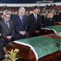Canadian political figures participate in the public funeral service in Quebec, Canada, on Feb. 2.