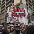 Protesters called on South African President Jacob Zuma to quit in Cape Town on April 7.