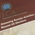 A part of the declassified version of Intelligence Community Assessment on Russia’s efforts to interfere with the US political process is photographed in Washington on Jan. 6.