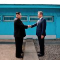 North Korean leader Kim Jong-un (L) met South Korean President Moon Jae-in for a historic border summit in April.