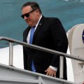 US Secretary of State Mike Pompeo arrives at Benito Juarez International airport in Mexico City on July 13.
