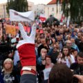 Protesters gather in front of Poland’s Supreme Court building in Warsaw on July 4.