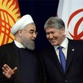 Iran’s President Hassan Rouhani (L) and his Kyrgyz counterpart, Almazbek Atambayev, in Bishkek, Kyrgyzstan, on Dec. 23.